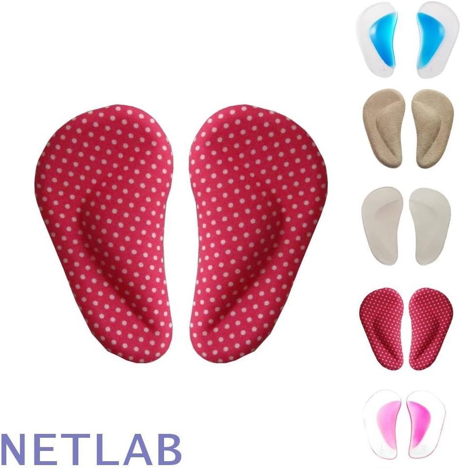 1 Pairs Children Kid 5-12 Years Old Orthopedic Orthotic Arch Support Insole Flat Foot Flatfoot Correction Shoe Cushion Inserts (Pink Polka Dot)