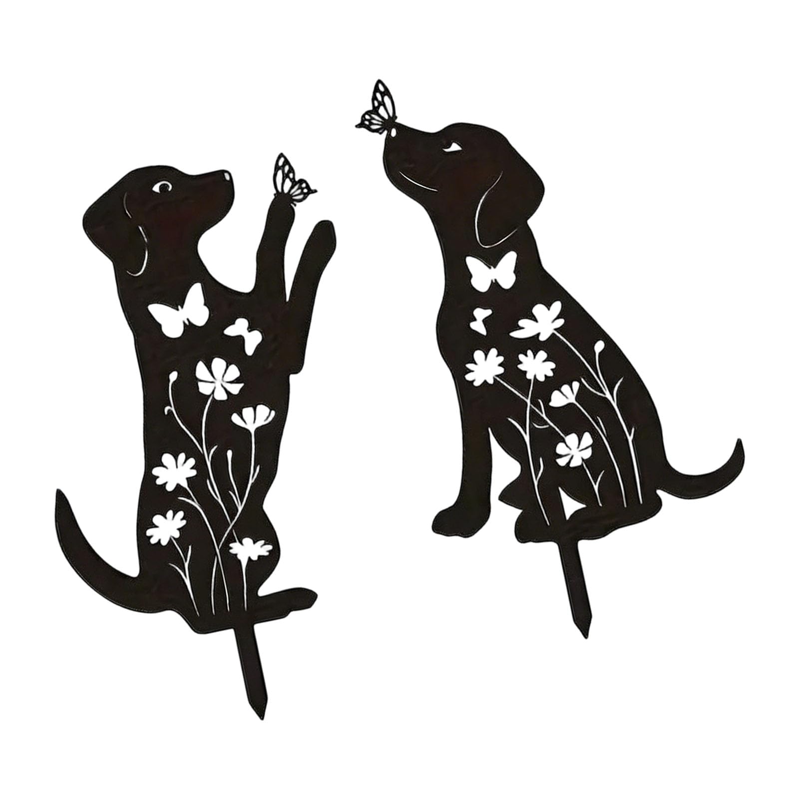 Snorvixre Decorative Iron Garden Stakes Handcrafted Artwork Statue Dogs Shape Sculpture for Outdoor Lawns and Yard Decoration Dog Sculpture