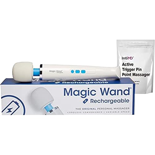 Authentic Magic Wand Rechargeable Massager - Ultra-Powerful Multispeed Cordless Personal Massager with Free IntiMD Pin Point Massage Attachment