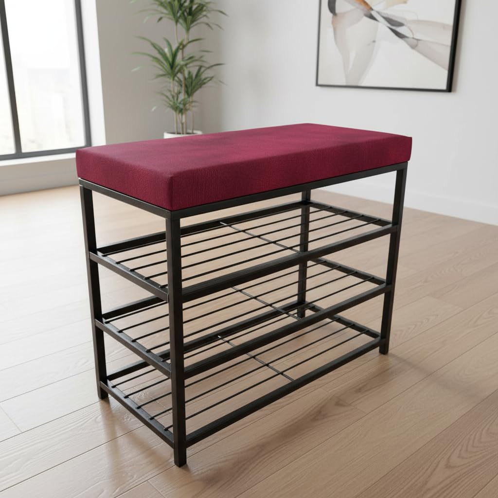 3-Tier Metal Shoe Rack Bench for Entryway Mehron-24 inch | Shoe rack-image-45