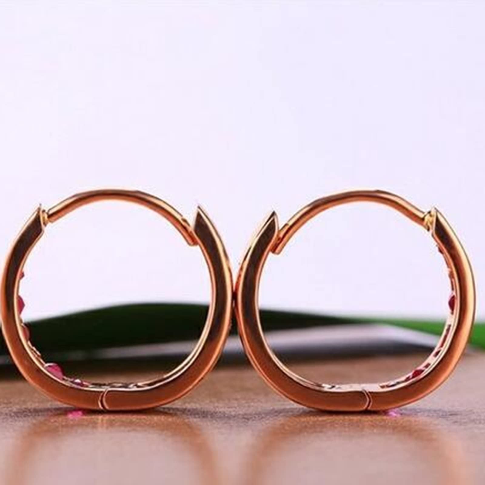 AMDXD Kolczyki damskie 18-karatowe czerwone złoto Au750, 1,2 ct rubinowe kolczyki Boże Narodzenie czerwone, Hoop Creole biżuteria do uszu różowe złoto Au750 prawdziwa biżuteria, 18-karatowe czerwone złoto (750), Rubin