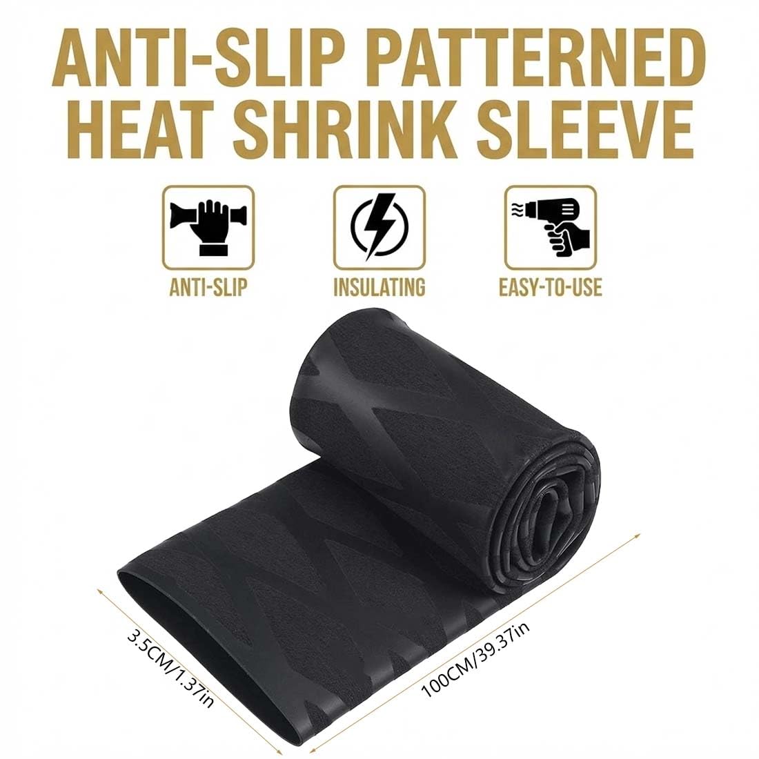 Tubo Termorretráctil 35mm Diámetro 1 Metro Heat Shrink Tubing Negro