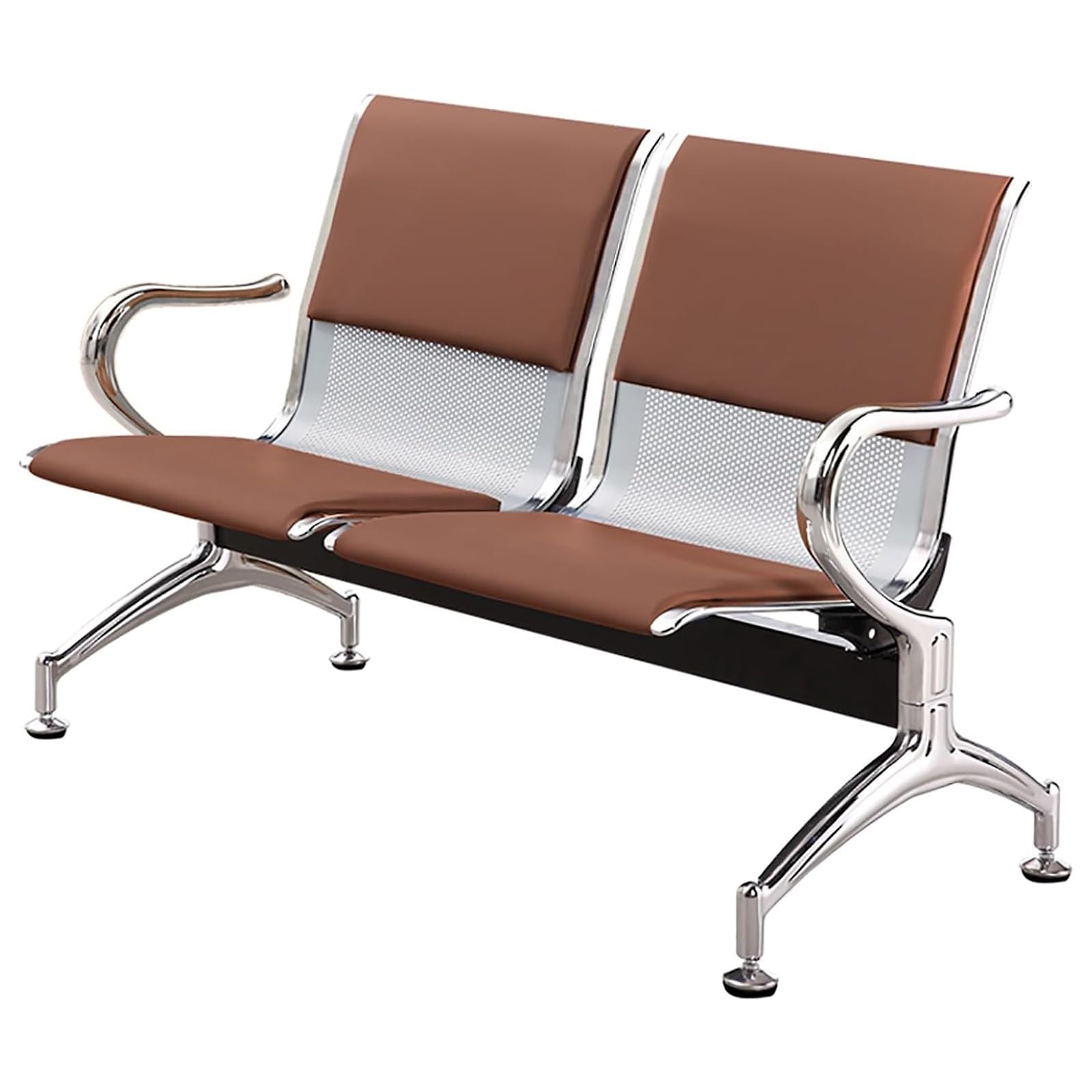 SnamicE Waiting Room Chairs,2-Seat Reception Chairs with PU Cushion, Lobby Waiting Chair with Arms & Backrest, 880 lbs Capacity, Ideal for Airport, Bank, School,Brown