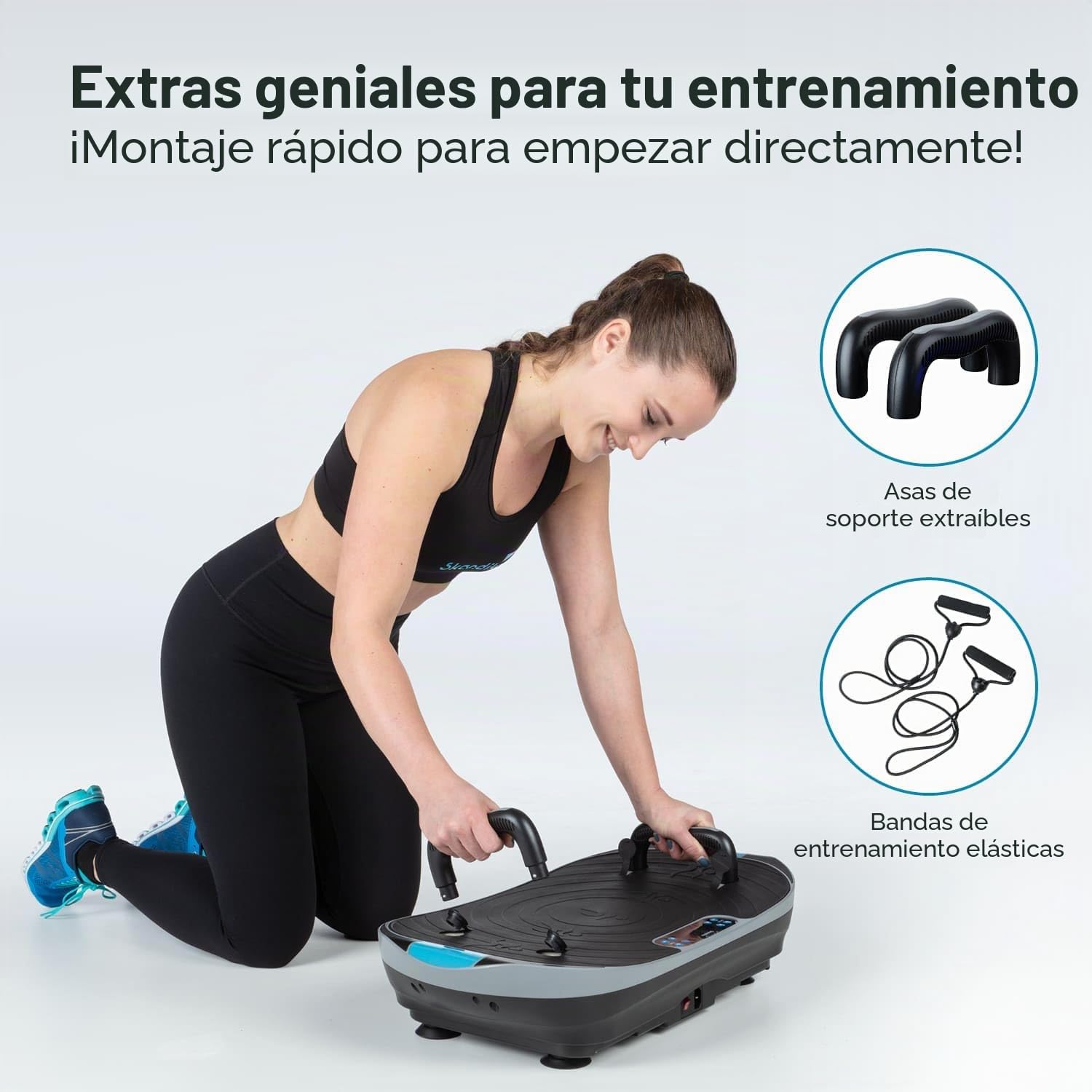 Skandika V2 | Plataforma vibratoria, Asas y Bandas de Entrenamiento, vibración oscilante, diseño Curvo, Motor silencioso, 99 Niveles, Pantalla LCD