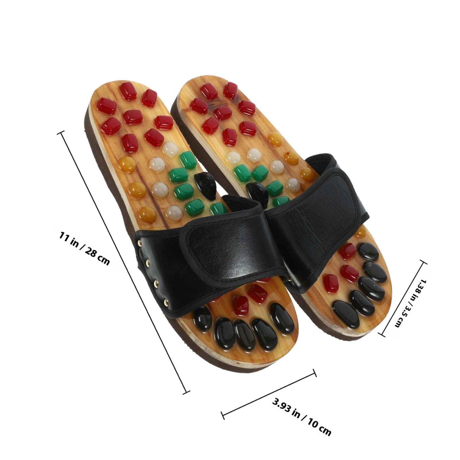 Akupressur Massagesandalen Schwarz Größe 43-44 aus Pu Eva | Fußsohlenmassage, Lindert Plantarfasziitis, Geschenk für Freunde und Familie