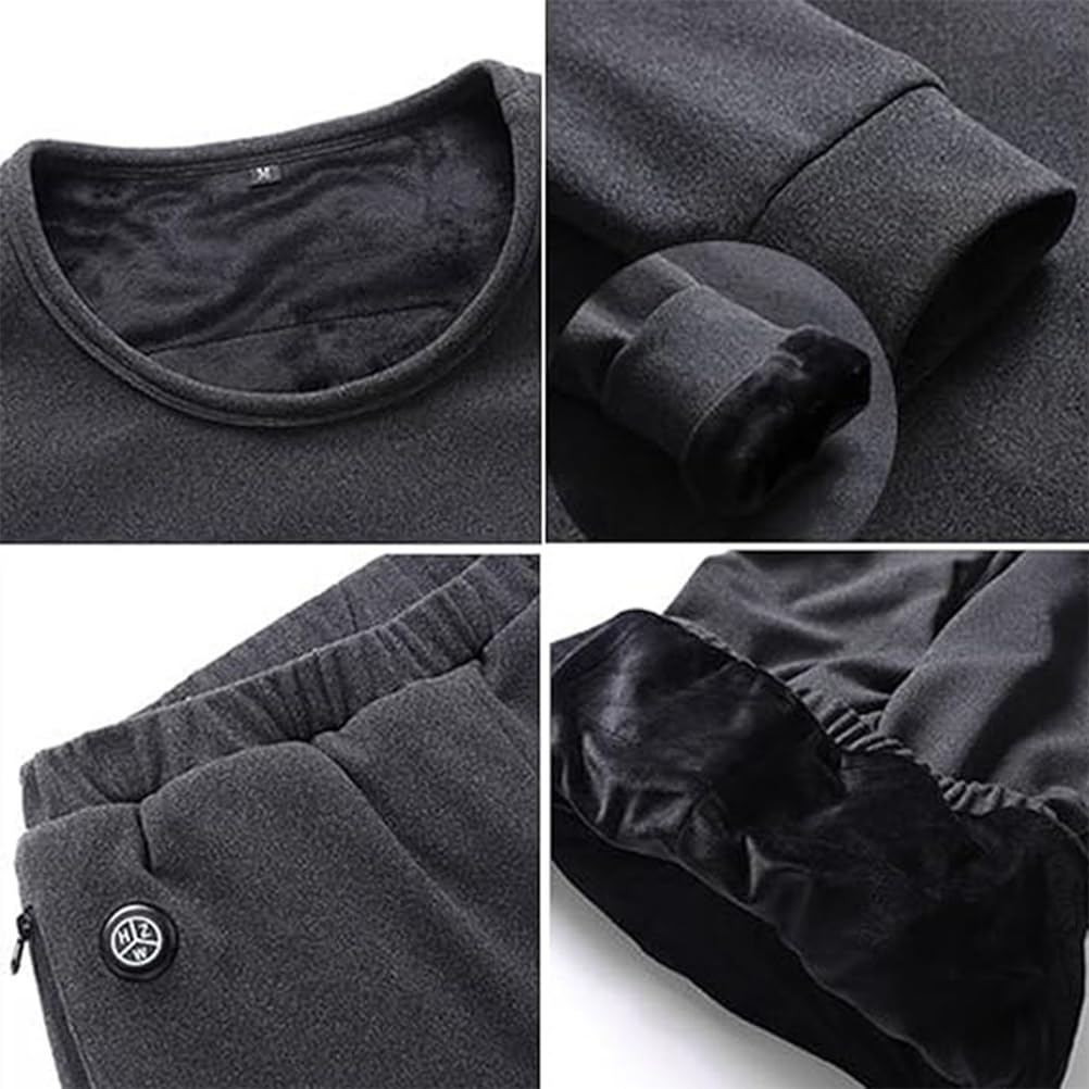 Completo Intimo Termico Riscaldato per Uomo e Donna, Strato Base Morbido e Caldo con Ricarica USB Unisex, Maglia e Pantaloni Termici Riscaldati,M
