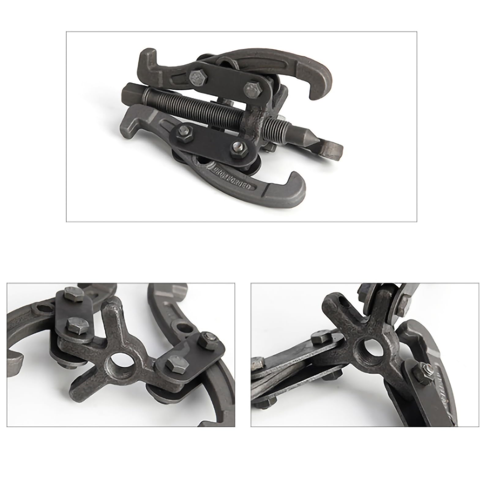 3 Jaw Gear Puller, Gear Puller Bearings Removal Tool Carbon Steel Multifunctional Pulley Puller with Dual Hole Adjustment 100mm/4in
