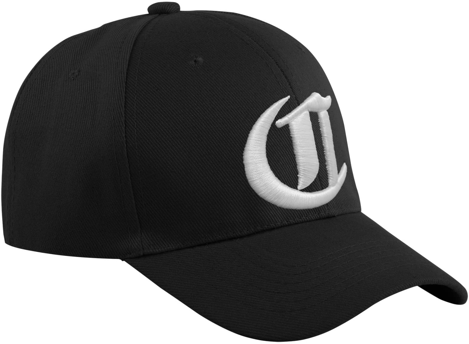 Casual Cotton Baseball Cap A-Z GOTHIC Letter Alphabet Embroidered UK hat caps adjustable strap Snap back MFAZ Morefaz Ltd (C)