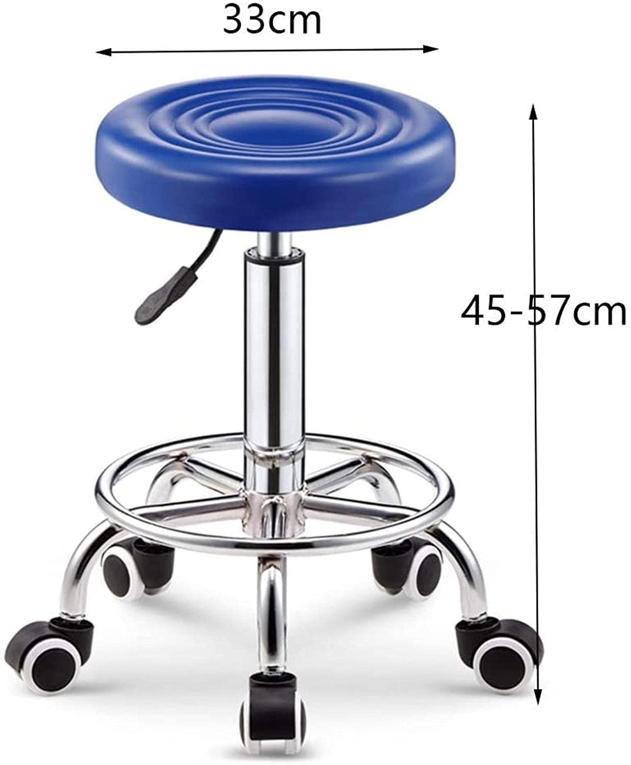 auf Rädern, robust, höhenverstellbar, mit Rädern, hydraulisch, für Werkstatt, Gitarre, Labor, Tattoo, Werkbank, medizinischer verstellbarer Drehstuhl (Farbe: Schwarz, Größe: 33 x 45–57 cm) Present