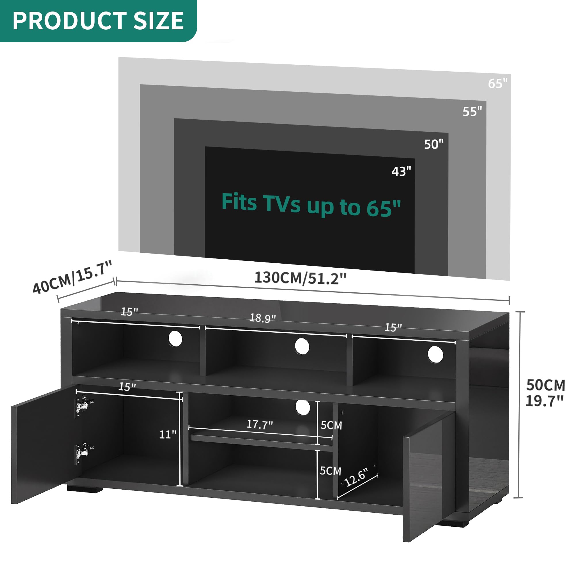 YITAHOME TV Stand Kabinet Smart TV Kast Met Verstelbare Planken Moderne