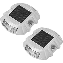 Solar Road Stud Lights, 2pcs 6 LED Ground Garden Lawn Deck Pathway Outdoor Waterproof Lamps Driveway Marker Lights for Pathway Blue Constantly Bright