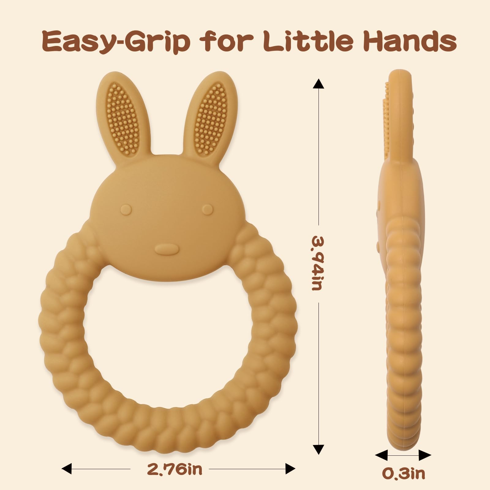Wooden Teether Egg Teether With Handle Teething Toys For Babies