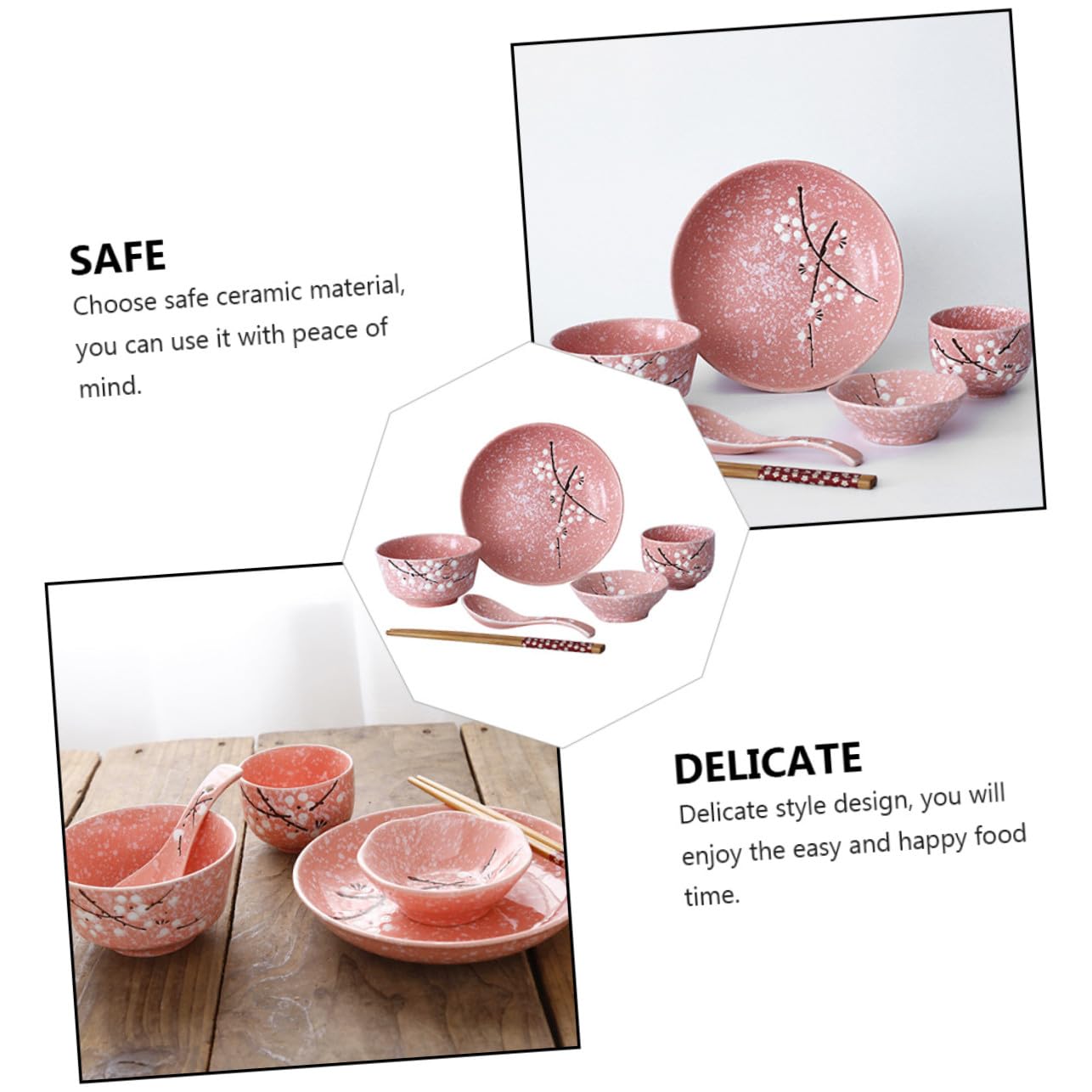 Juego de Vajilla Japonesa de Cerámica Rosa 12 Piezas Diseño Delicado Estilo Japonés para Cenas y Fiestas en Casa