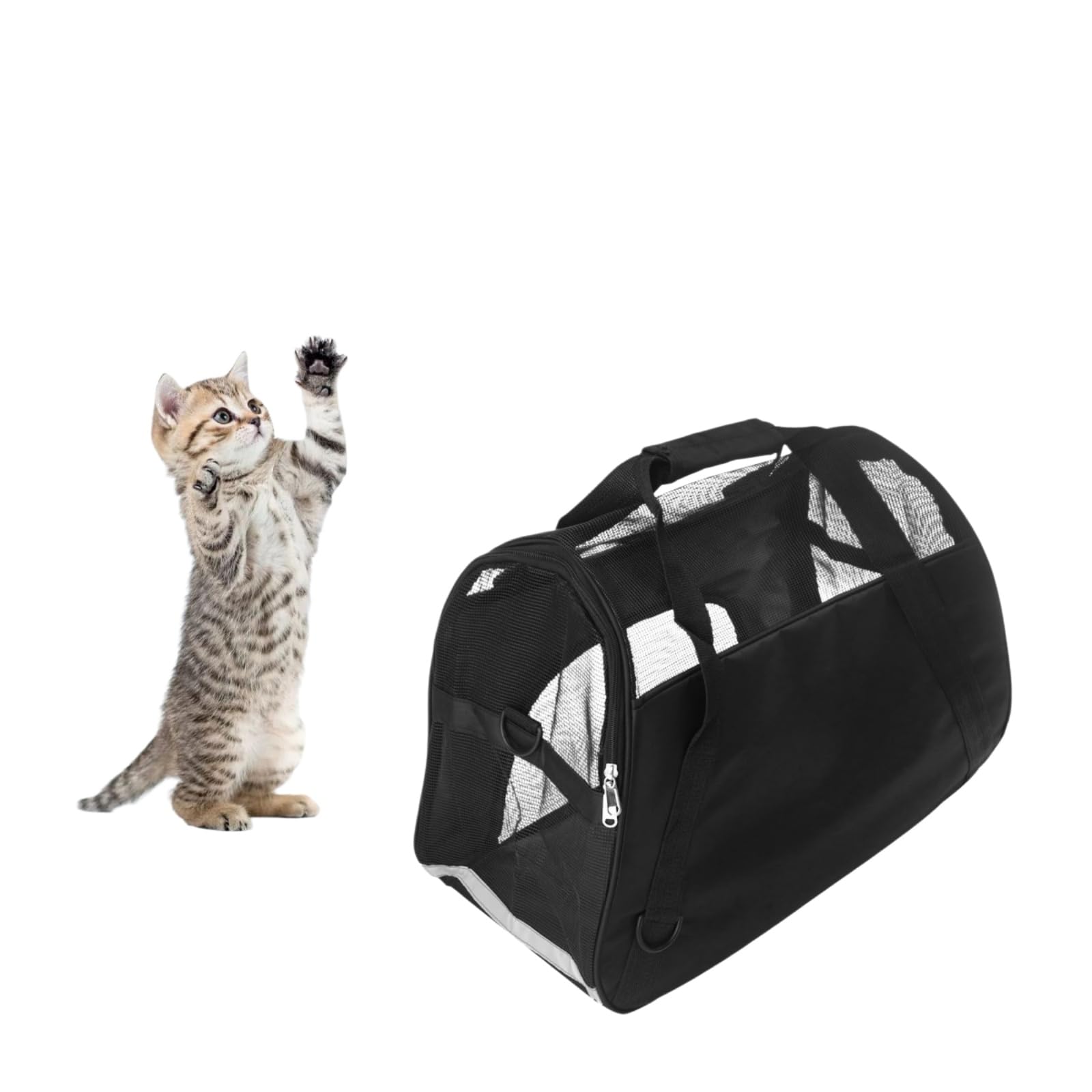 Haustier Reisetasche Tragbare Mesh Tragetasche Für Katzen, Hunde & Welpen, Große Bequeme Atmungsaktive Reisehandtasche Outdoor-lagerung Transport-Black