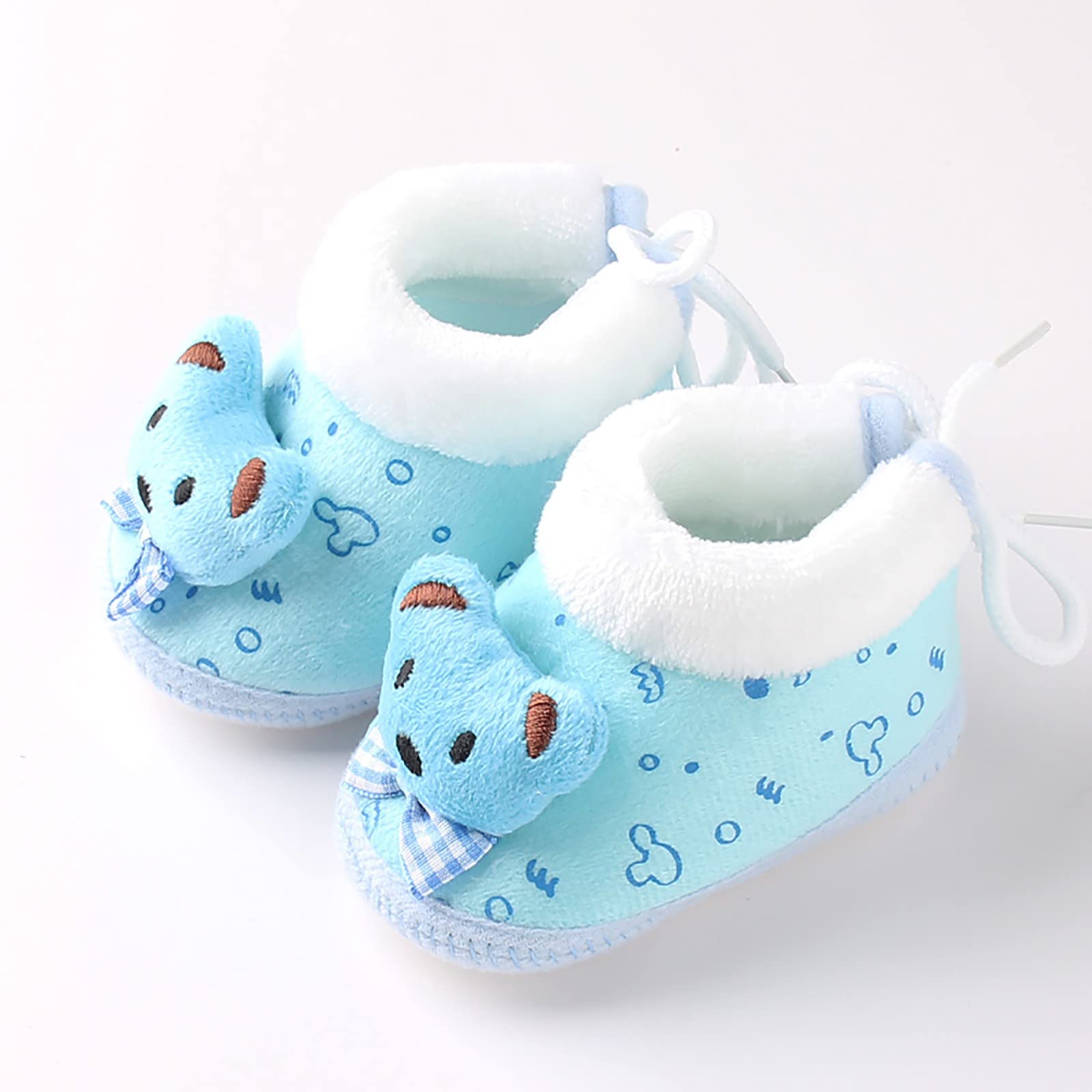 Unisex Infant Slippers Baby Cozy Fleece Booties Boys Girls Anti Slip Winter Sock Shoes Fuzzy Boots First Walking Shoes (Blue, 6-12 Months)
