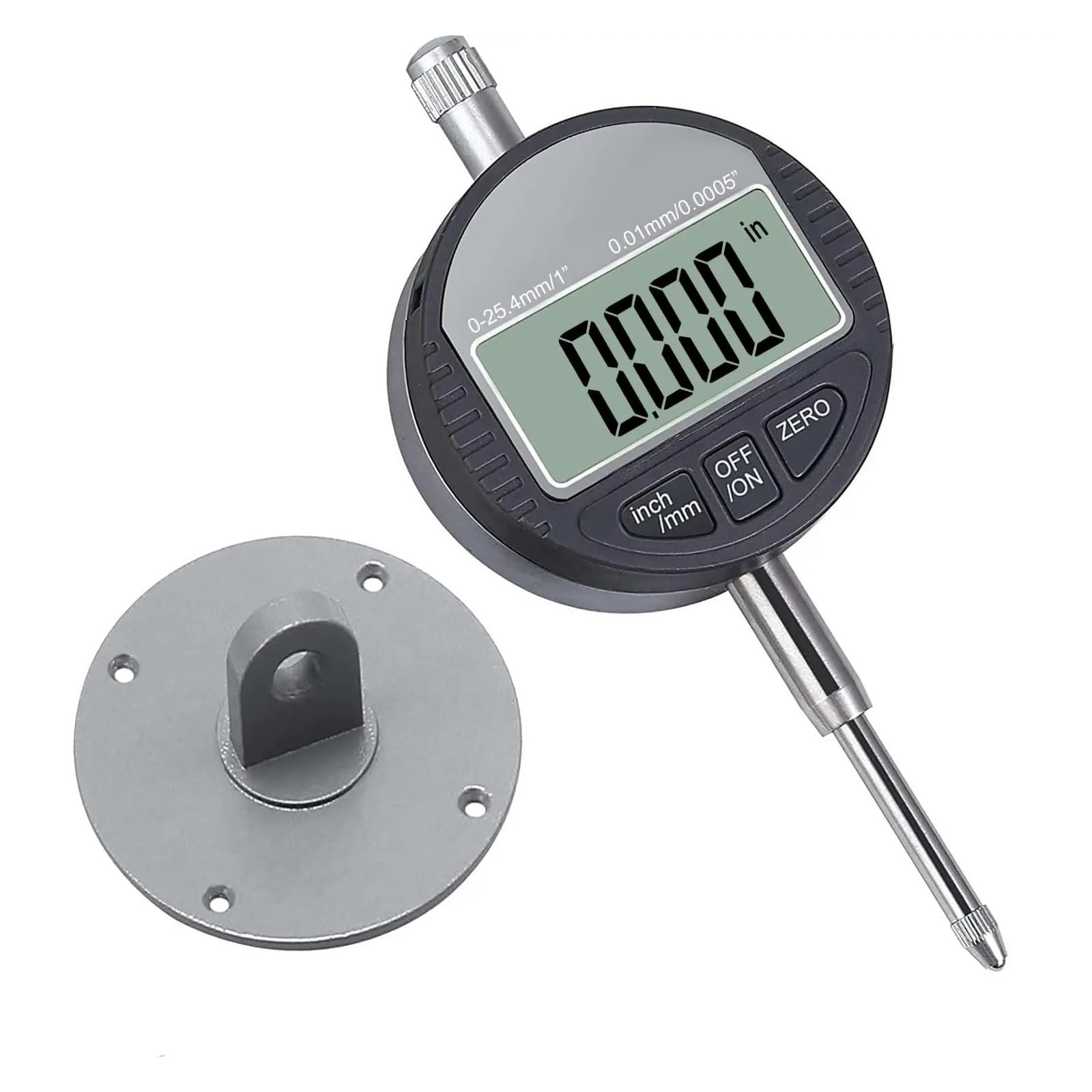 Indicador de cuadrante Digital electrónico Conversión de Pulgadas/métricas 0-1 pulgada/25,4 mm Indicador de sonda Digital Calibre de Prueba de cuadrante de Alta resolución