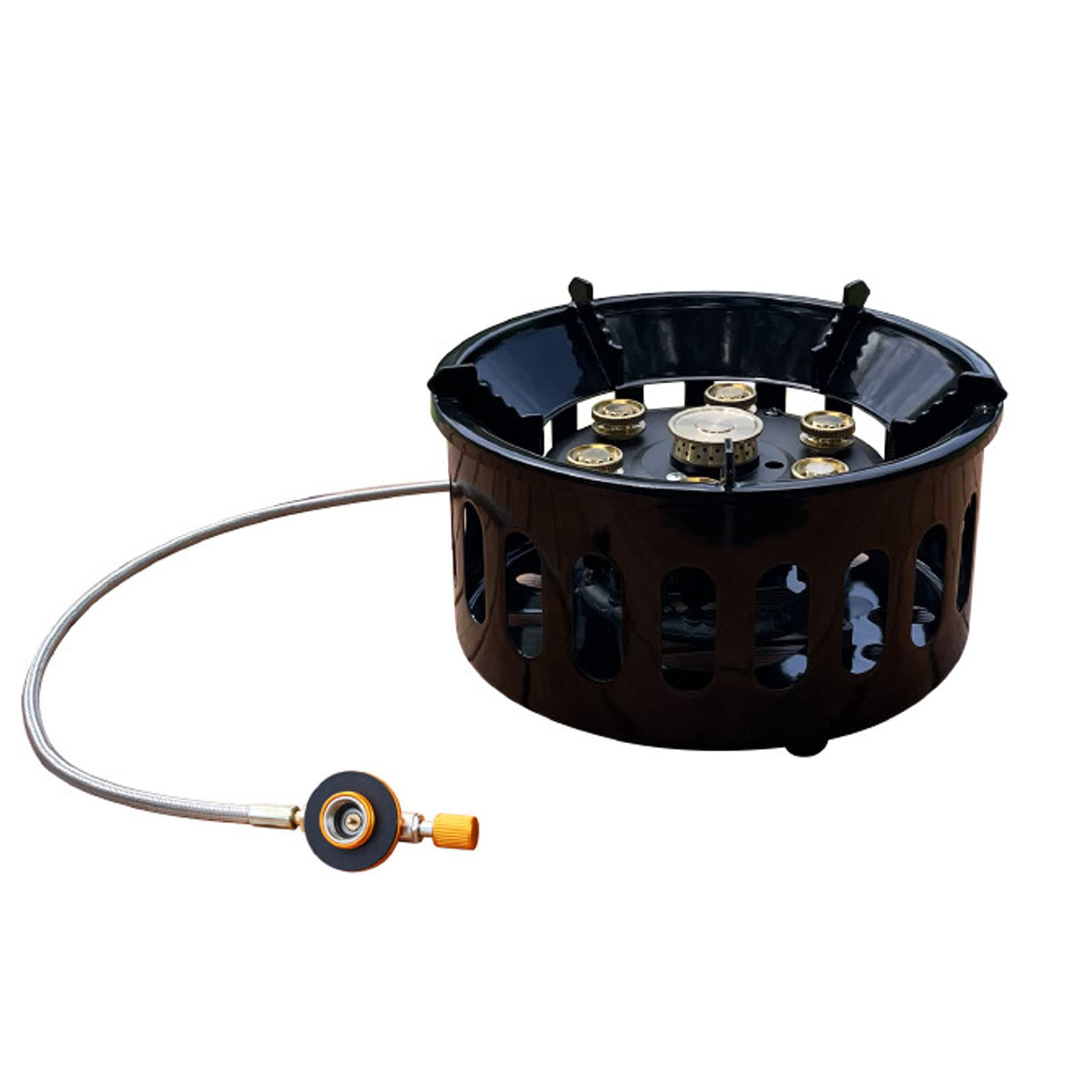 AIROKATCDF-4 Alloy Portable Picnic Camping Stove Windproof Design Black Seven-Star Fierce Fire Alpine Stove with Carrying Case,Foldable Stove For Outdoor Backpacking/Hiking/Picnic/Car Camping.