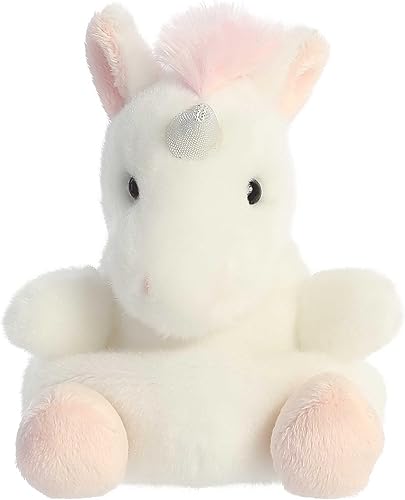 Aurora® Adorable animal de peluche Palm Pals™ Sassy Unicorn™ – Juego de bolsillo – Diversión coleccionable – Blanco 5 pulgadas
