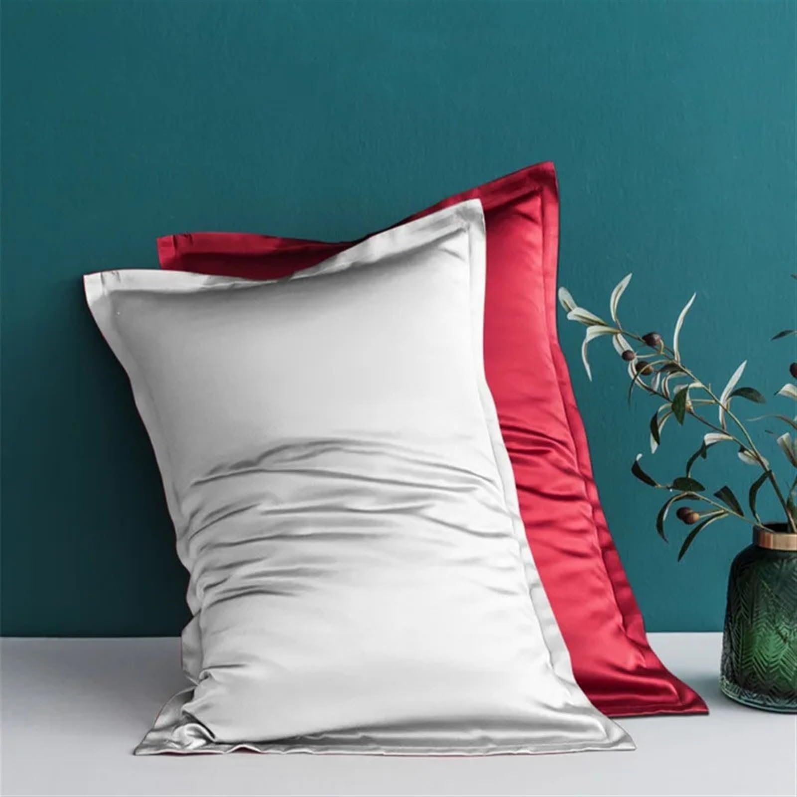 Satin Kissenbezug,Satin Kopfkissenbezug Seiden-Oxford-Kissenbezug, 1 Umschlag-Kissenbezug, beidseitig, Mehrfarbig, individuelle Größe (Color : 6, Size : 50x70 cm)