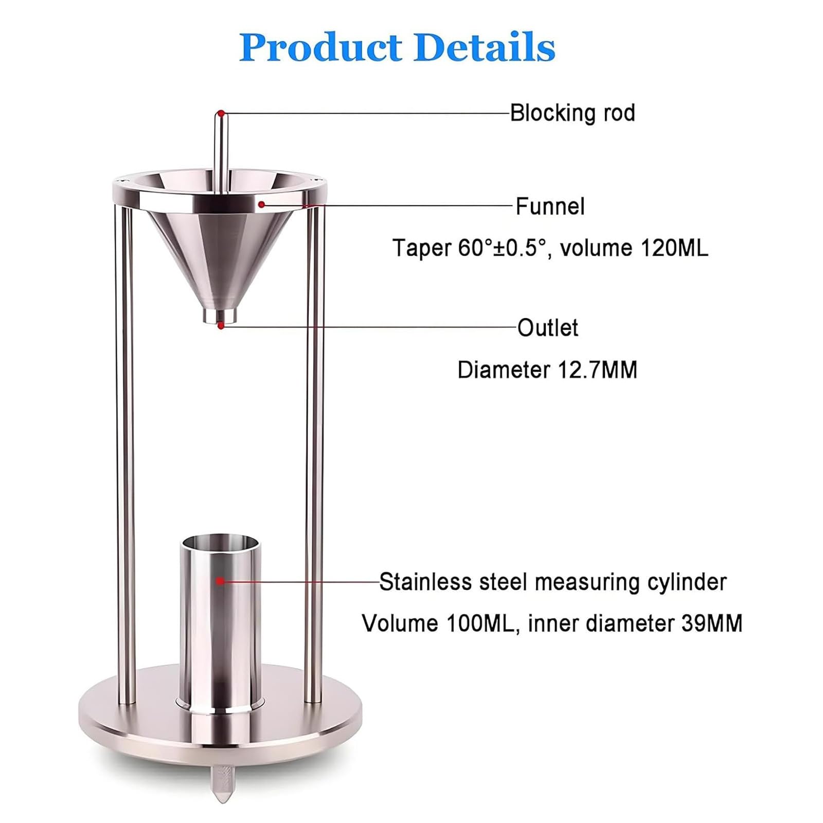 This Bulk Density Tester, 12.7mm Volumeter for Chemical Powder Analysis, Stainless Steel Stacking Density Meter for Material Quality Control