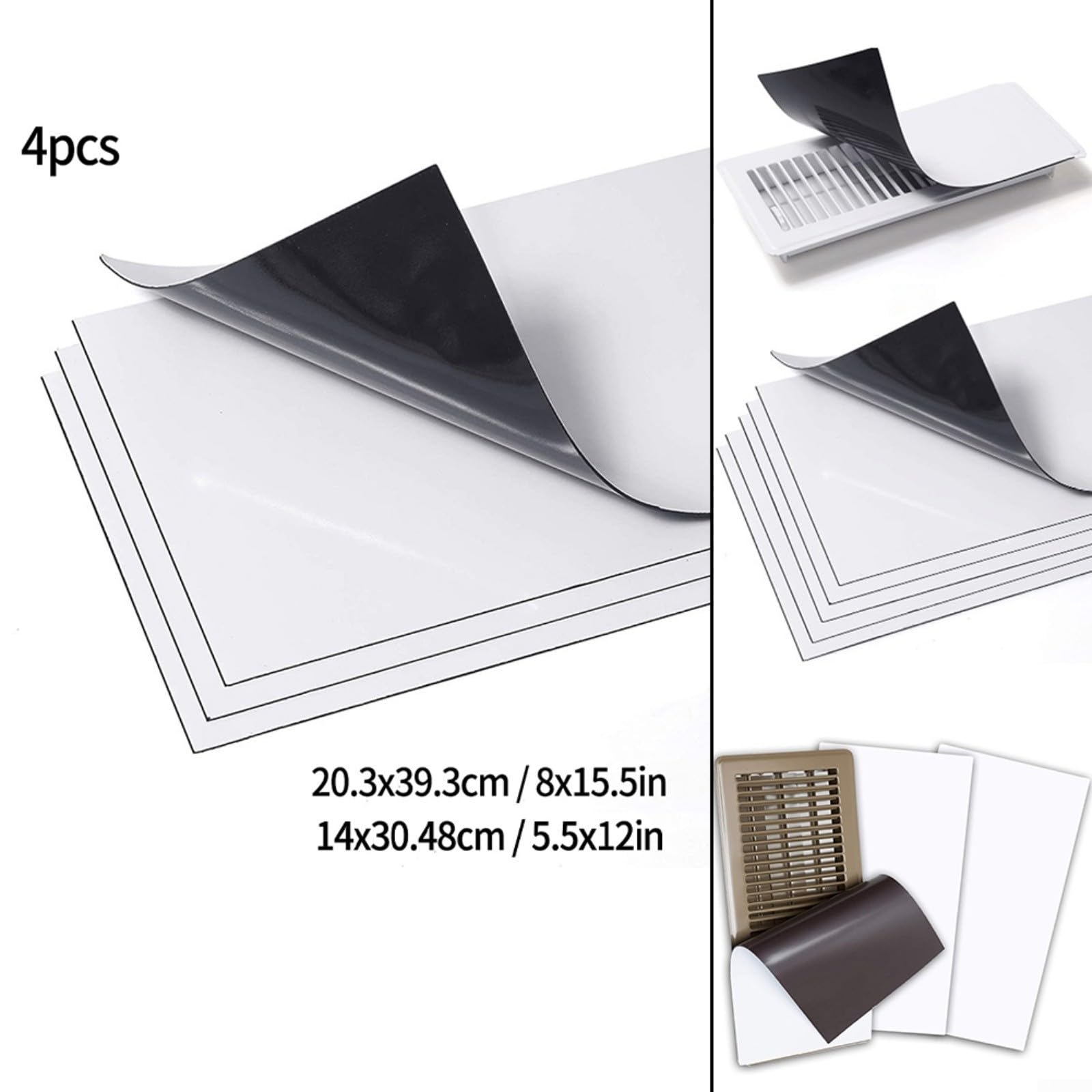 1/4 coperture magnetiche per prese d'aria, spesse pareti e soffitti, a risparmio energetico, per cucina, bagno, soggiorno, 20,3 x 39,4 cm (20,3 x 39,4 cm, 1 pezzo)