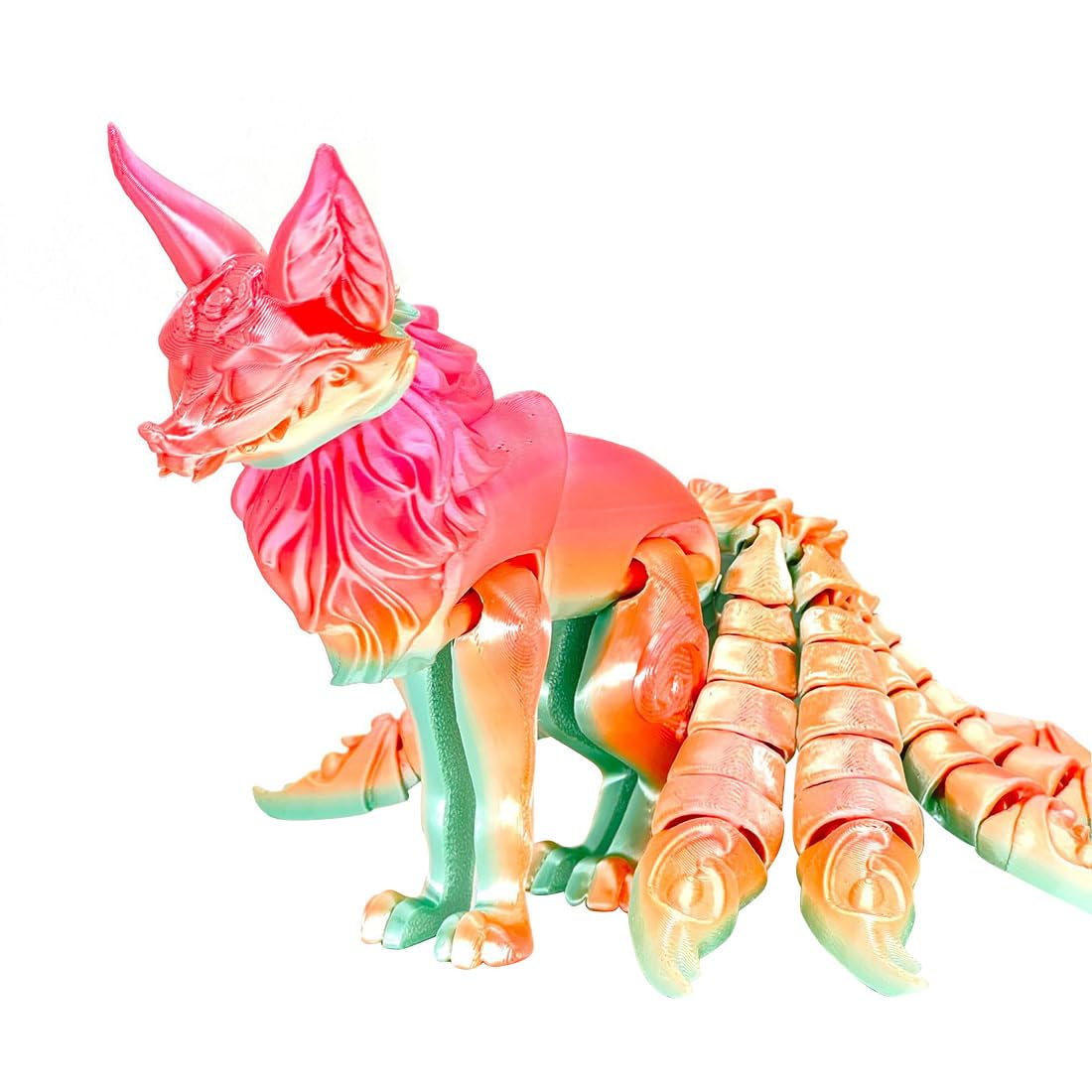 3D Printed Nine-Tailed Fox Model, Articulated and Poseable Fox Figure Model with Movable Joints, Creative Home Decor Ornament for Christmas 2024 - Random Color