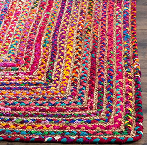 Image of Jute Braided Natural Hand Woven & Reversible Rug for Living Room Kitchen Entryway, Farmhouse Rustic Burlap Carpet Floor Mat (cottonjute, 6X9-feet)
