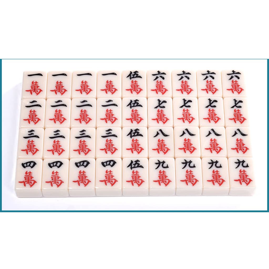 Tradycyjny chiński mahjong z 136 płytkami, 1 obrus, 2 kości, 2 kolorowe kostki, torba do przechowywania mahjong na podróż imprezę rodzinną gra prezent (kolor: imitacja jadeitu, rozmiar: 42 x 32 x 22 mm)