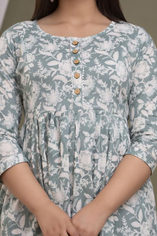 Image of Women's Pure Cotton Printed Maternity Gown /Maternity wear /Feeding Gown A-line Maternity Feeding Dress Maternity Kurti Gown for Women