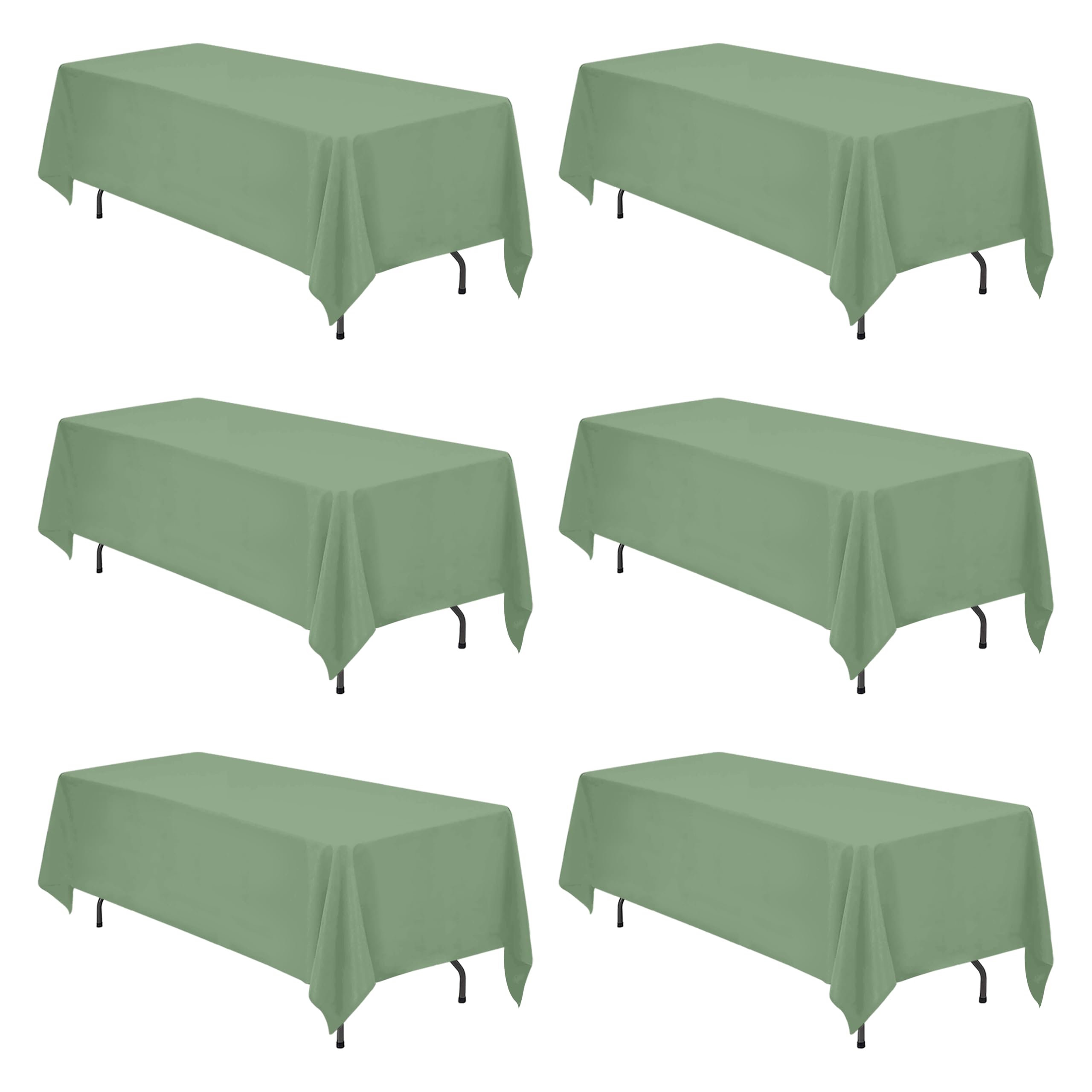 BRILLMAX 6 Pack Sage Green Tablecloth 70x120 Inch for 6-8ft Rectangle Table