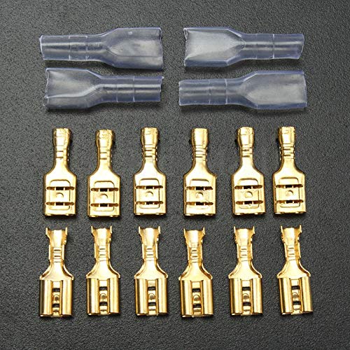 200 pcs Electrical Insulating Sleeve Wire Wrap Connector Gold Female Spade Crimp Terminal 22 to 16 AWG 4.8mm