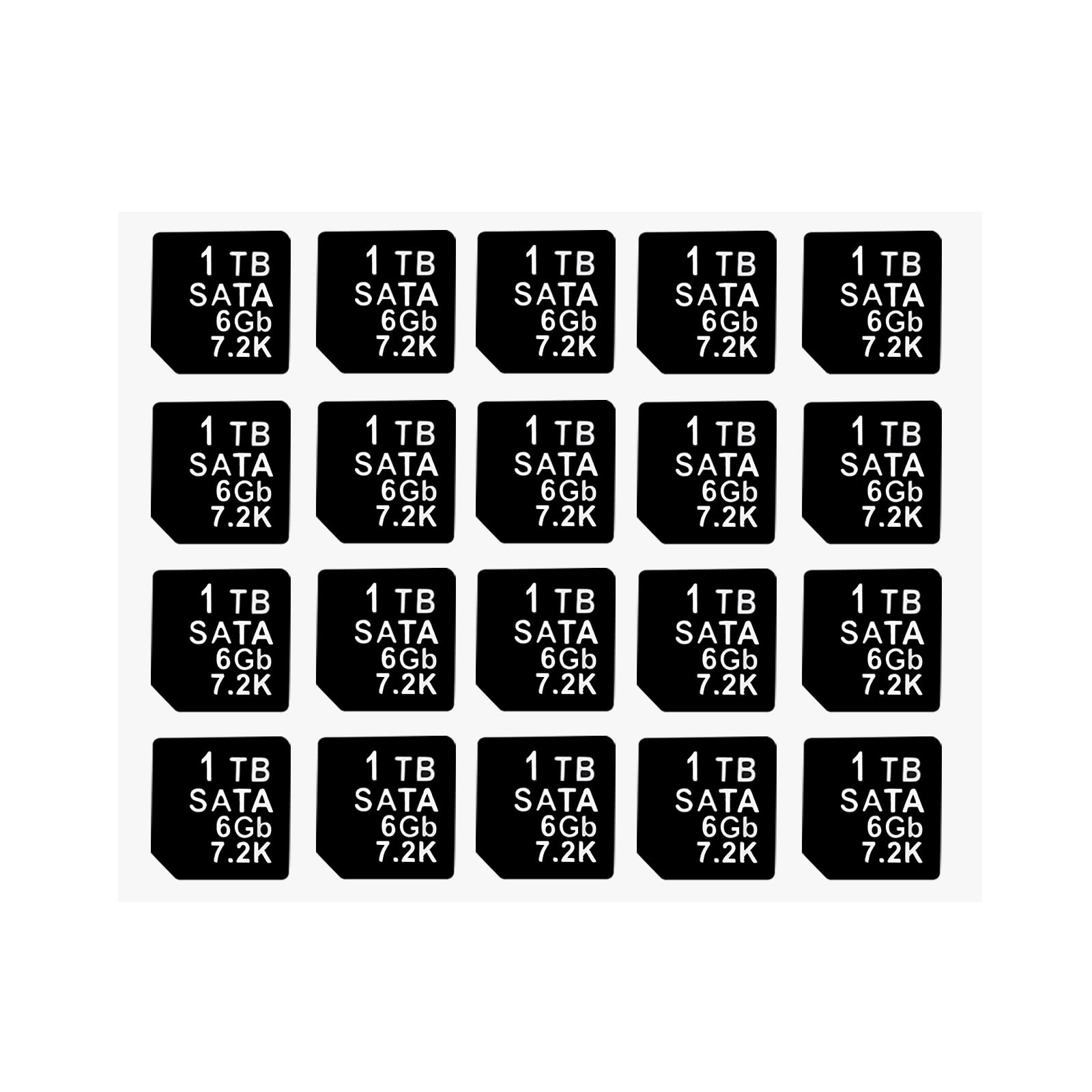 20PCS Capacity Sticker Label for Hard Drive Tray Caddy DXD9H 0DXD9H X7K8W 0X7K8W, Compatible for Dell PowerEdge 16th-14th Gen r740 r640 r440 r340 r750 r650 r550 r760 r660 r6625, 1TB, SATA, 6GB, 7.2K
