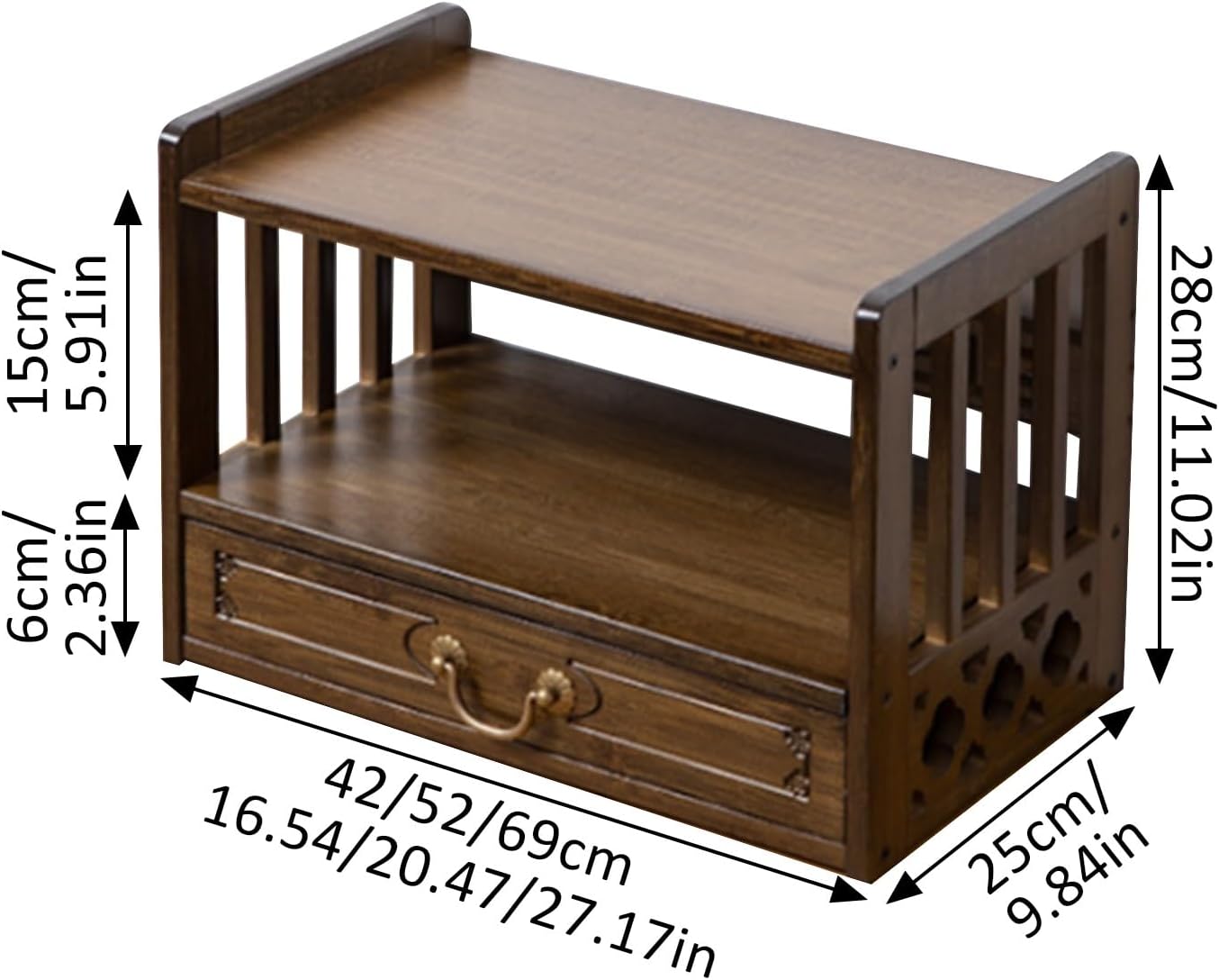 Temple Buddha Shrine Carving Buddhist Altar Personal Shrine Meditation Table with Drawer for Home Decor Offering Rack(Brown,20.47x9.84x11.02in)