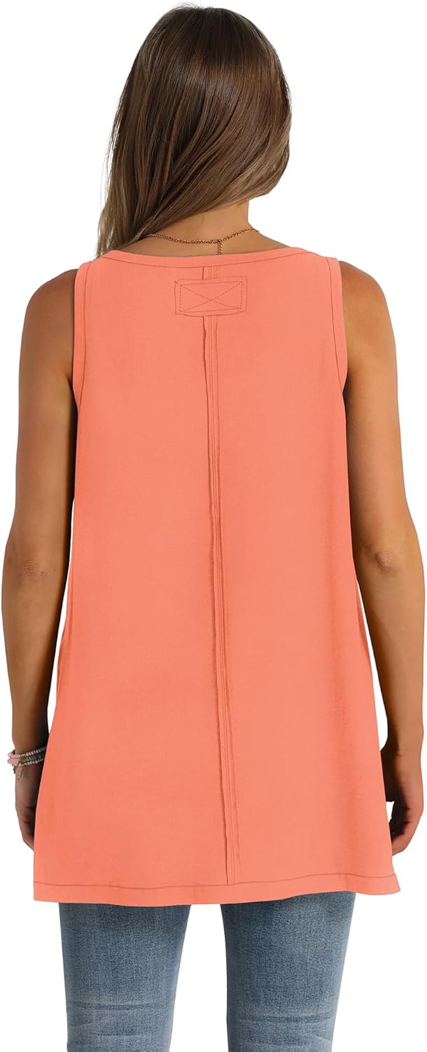 WIHOLL Loose Fit Tank Tops for Women Scoop Neck Summer Side Split Sleeveless Shirts 2026 Fashion - Image 6