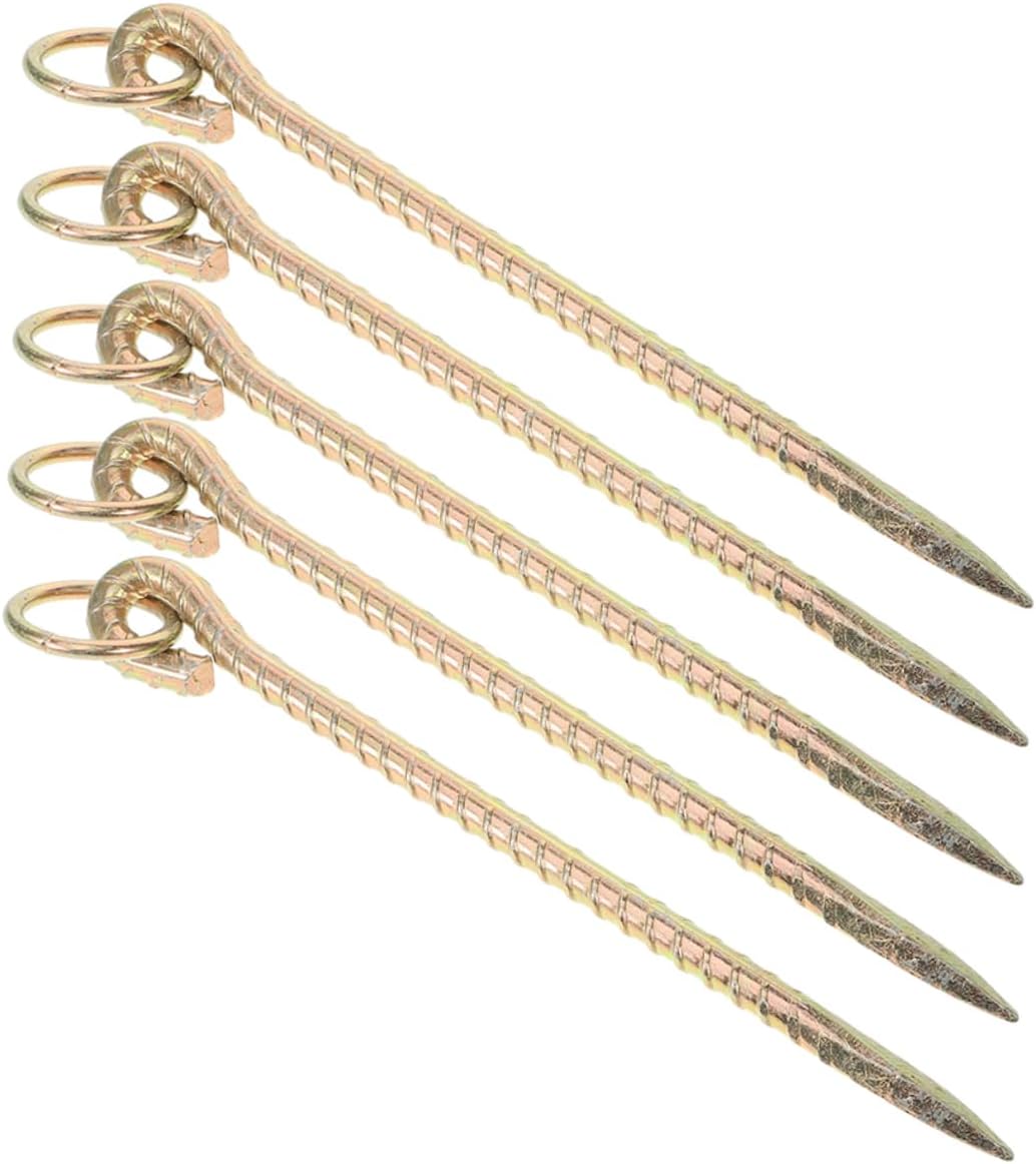 5pcs Dog Tie Out Stake for Yard and Camping Heavy Duty Ground Anchor Pets and Livestock Suitable for Various Outdoor Activities Golden