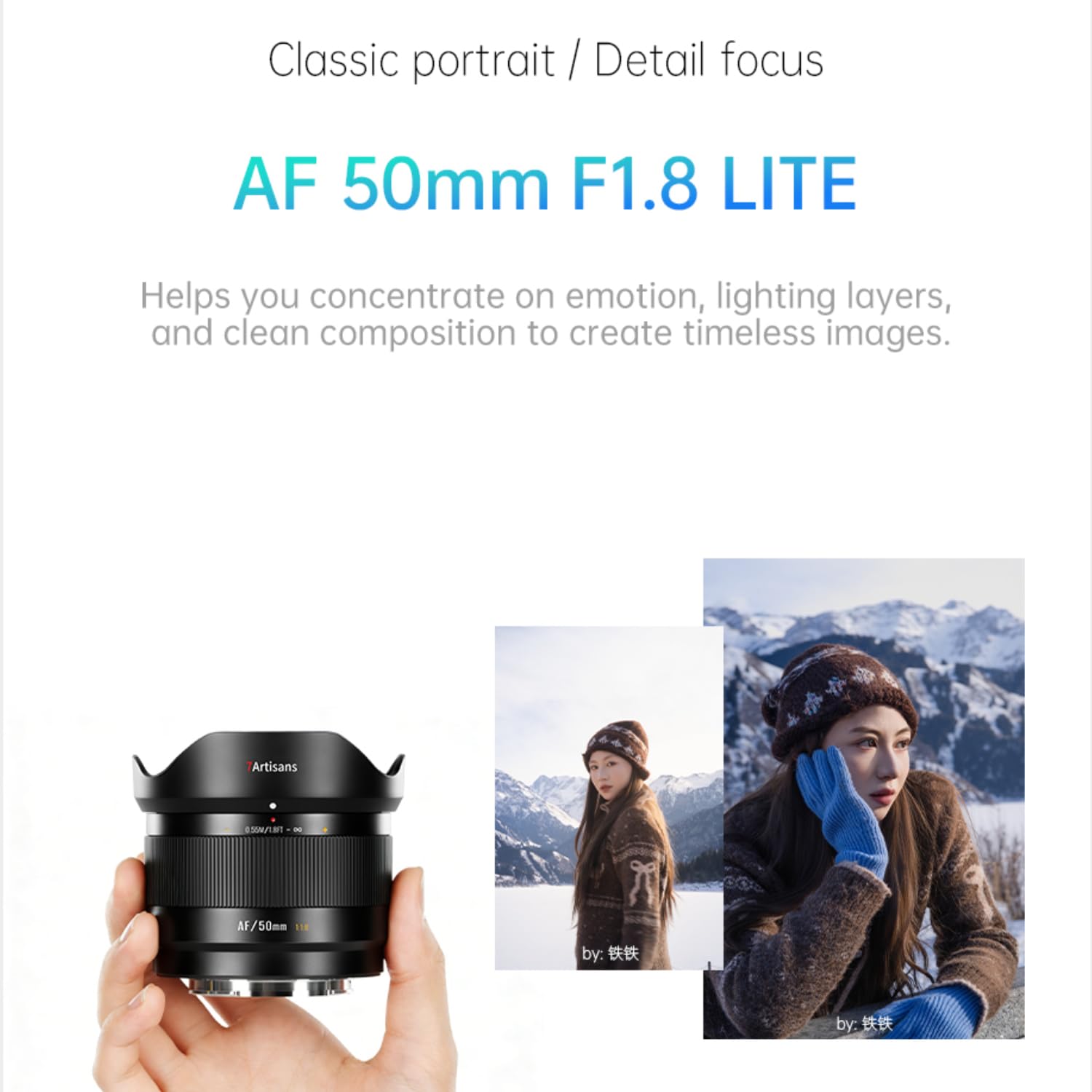 7artisans Obiettivo AF 50 mm F1.8 per FX, obiettivo a distanza focale fissa senza specchio con STM-AF per ritratti su X-T5, X-S20, X-E4 e altro ancora (X-Mount)