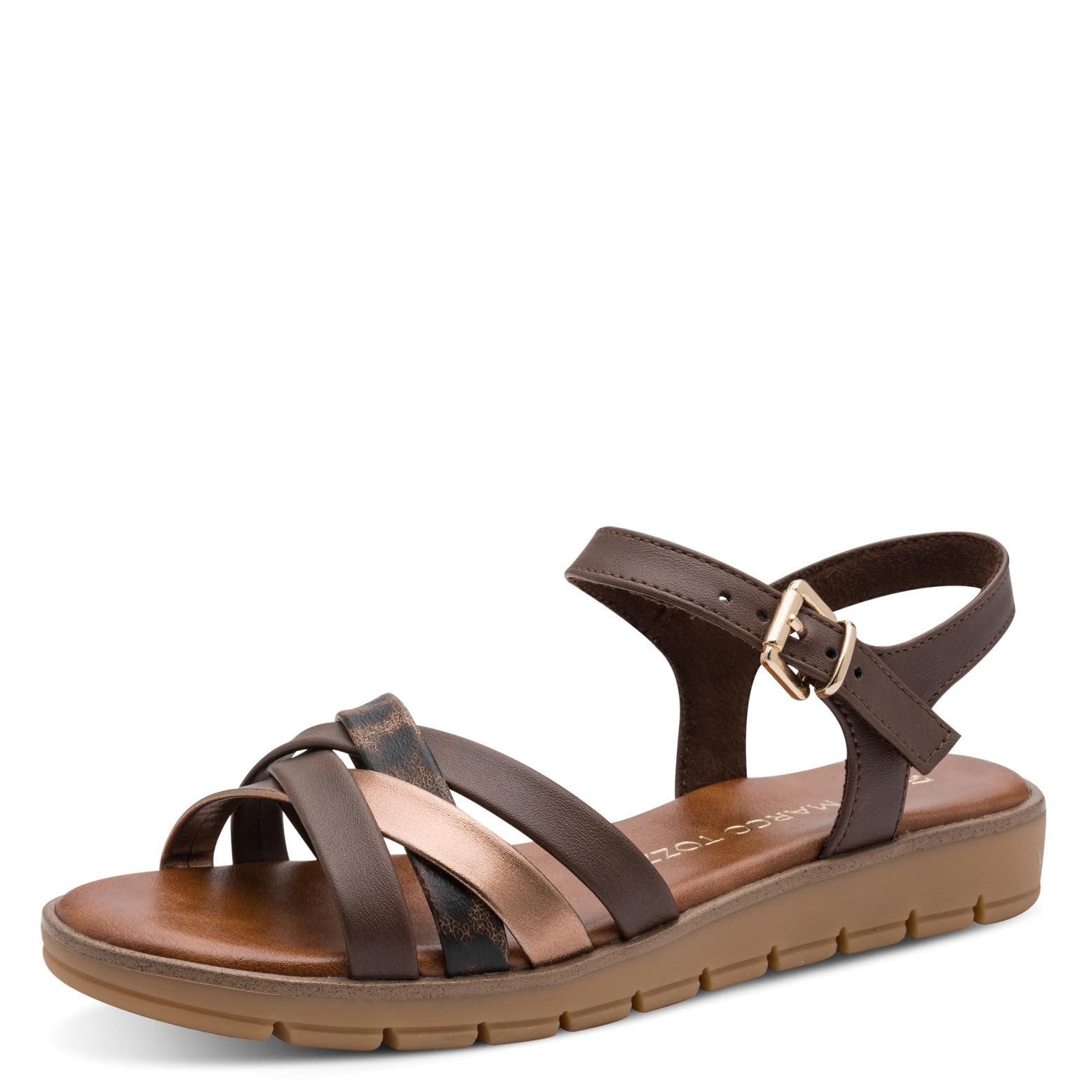 MARCO TOZZI Women Sandal soft Feel Me Footbed soft Lining Fashionable, brown (MOCCA COMB), 4 UK
