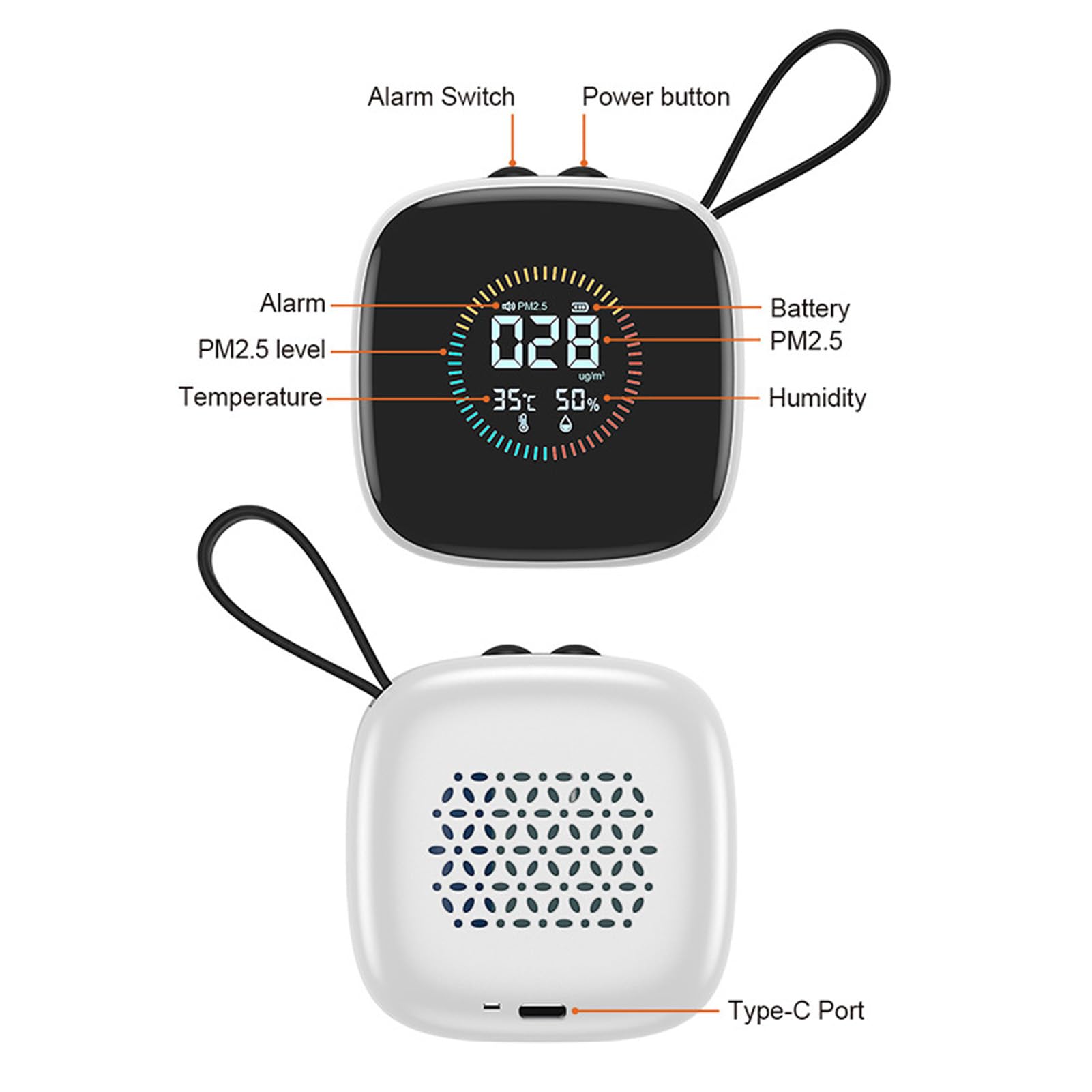Medidor de Calidad del Aire, Detector de PM2.5 con Sensor de Temperatura y Humedad, Pantalla LCD en Tiempo Real, Portátil para Casa, Oficina, Coche, Recargable