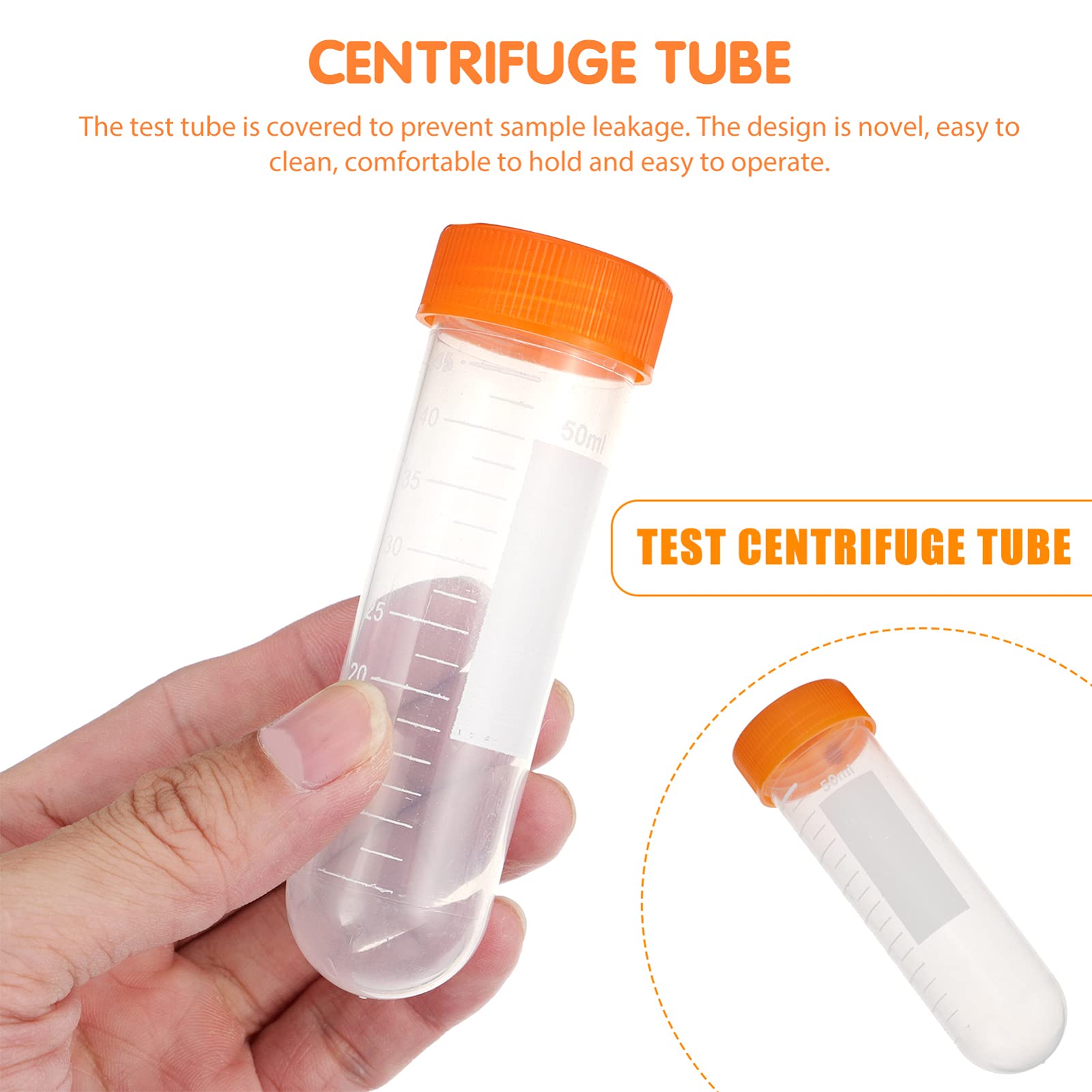 Provetta da laboratorio, tappi tubi di prova trasp 50 pezzi 50ml provette coniche for centrifuga provette in plastica tappi a vite fiala graduata trasparente contenitore for campioni di bottiglie for