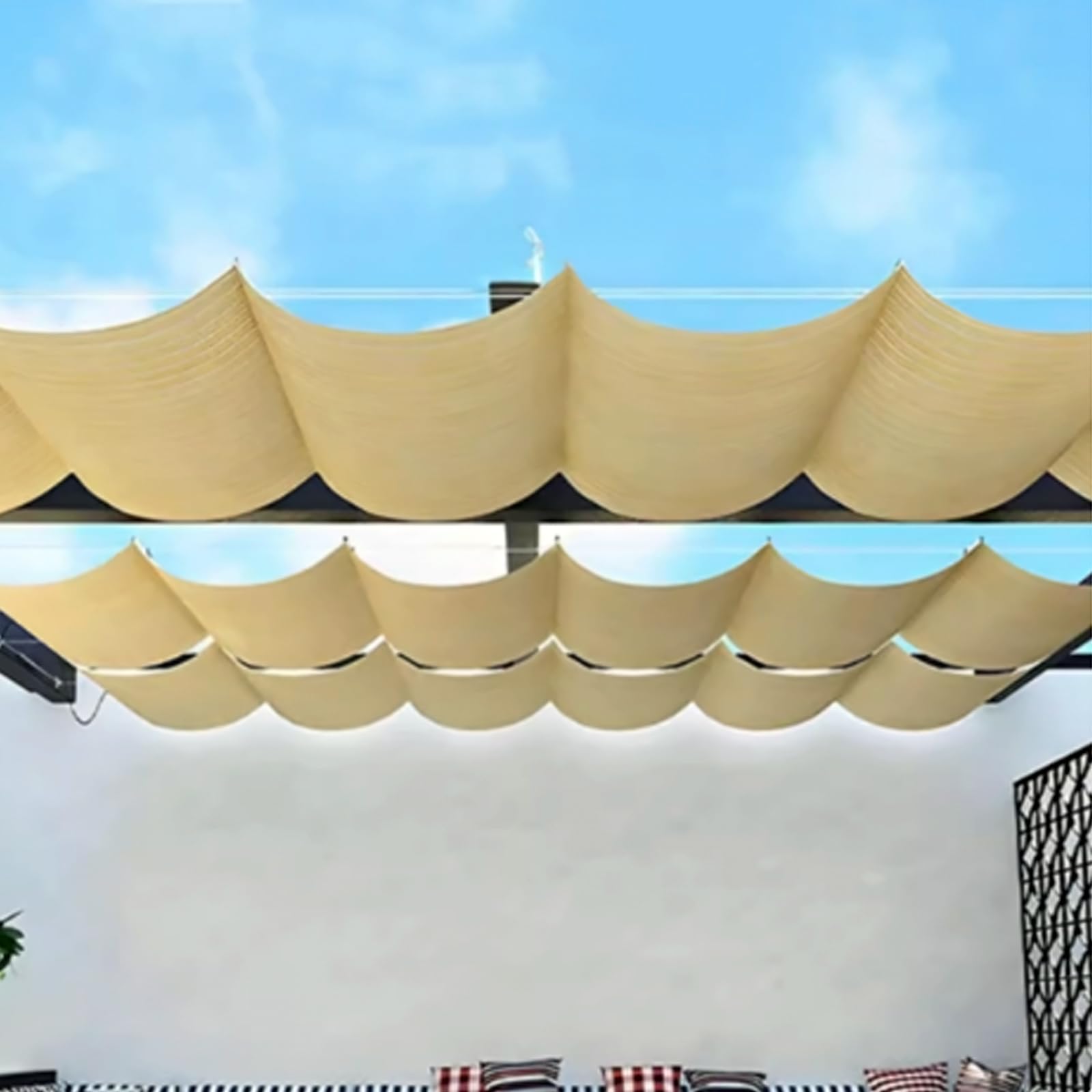 Filet d'ombrage 90% pour pergola en PEHD respirant et durable de terrasse extérieur