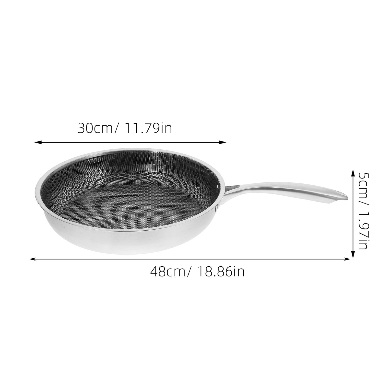 BESPORTBLE Padella Piccola in Acciaio 30 CM con Rivestimento Antiaderente a Nido D’Ape Padella per Uova e Bistecche Fondo Piatto per Distribuzione Calore Uniforme Manico Ergonomico
