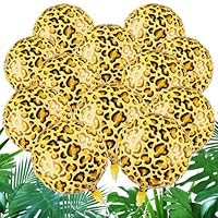 HSLCGF 12 Pcs 18 inch Leopard Print Aluminum Foil Balloons - Animal Print Balloons for Zoo Themed Jungle Safari Themed Birthday Decorations