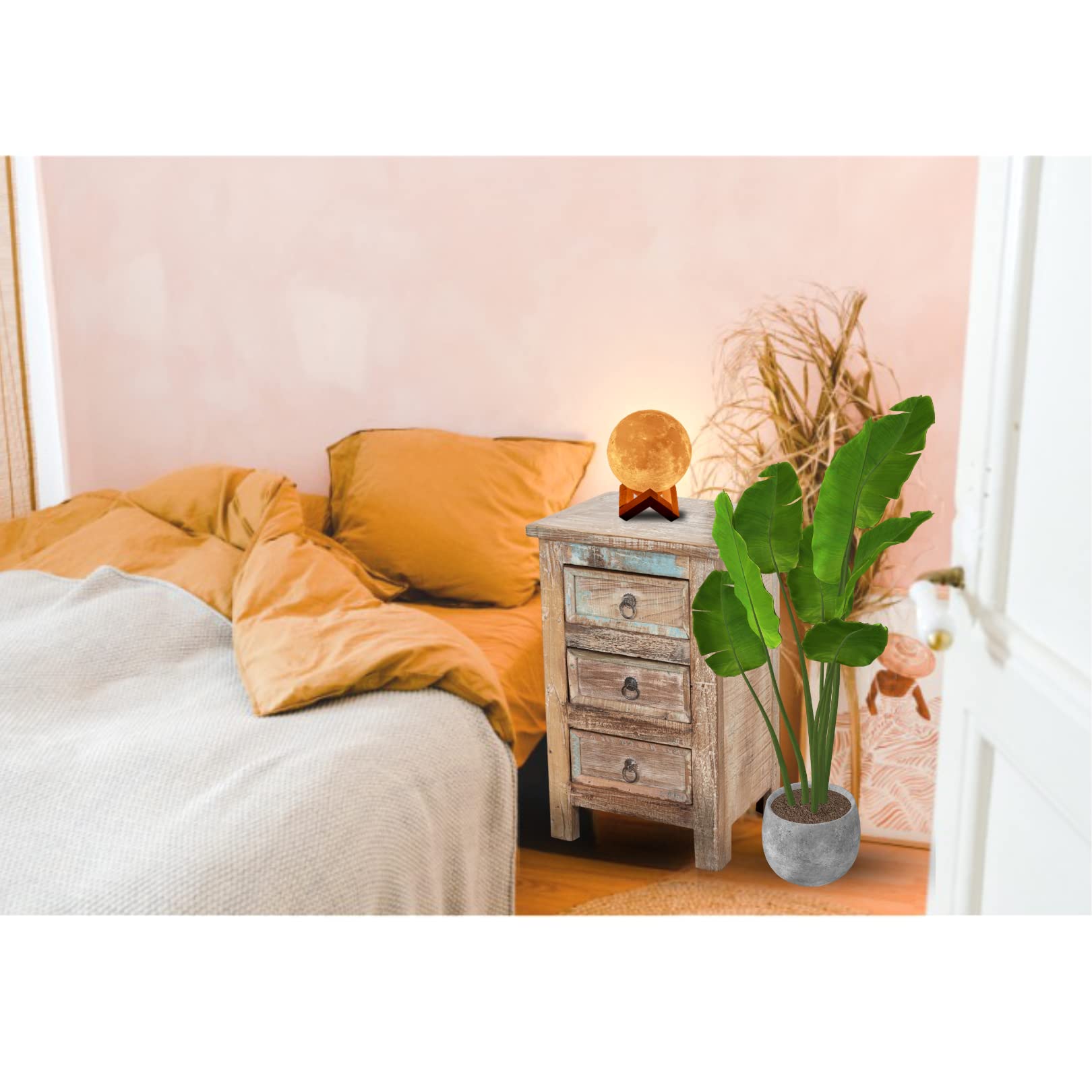 Biscottini Mesita de Noche Vintage 62x33x39 cm - Mesillas de Noche Dormitorio en Madera Maciza - Mesita Auxiliar Salon Made in Italy