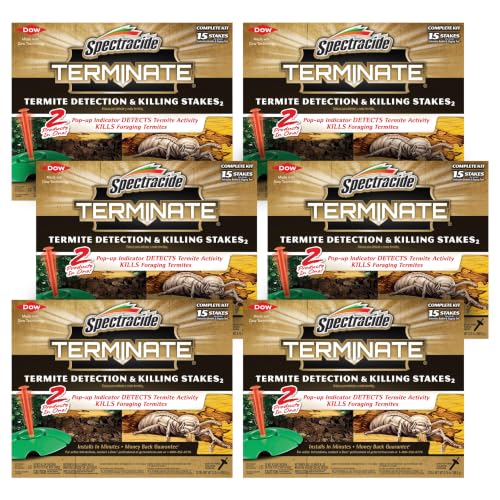 Spectracide Terminate Termite Detection & Killing Stakes Kills Foraging Termites Detects Termite Activity 15 Count 6 Pack
