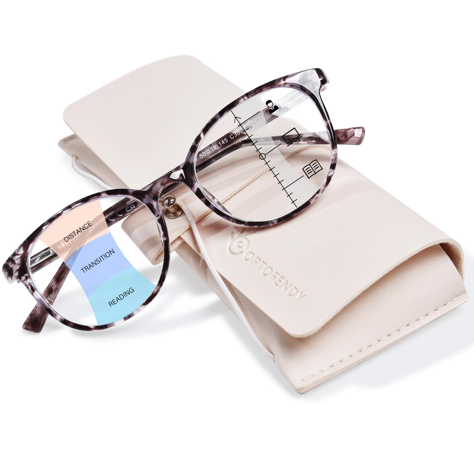 OPTOFENDY Progressive Multifocal Reading Glasses for Women Men, TR90 Fashion Blue Light Computer Readers