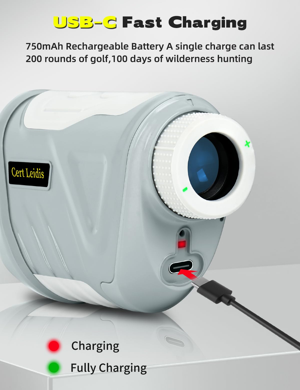 Télémètre de golf avec pente, télémètre laser de 1300 m, grossissement 6x, vibration de verrouillage du mât de drapeau, télémètre rechargeable pour golfeurs et chasse