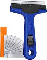 SRUDOKIN 4" Razor Blade Scraper Tool with 10 Replacement Blades - Removes Paint, Stickers, Caulk, Labels from Glass, Windows, Tiles, Stoves