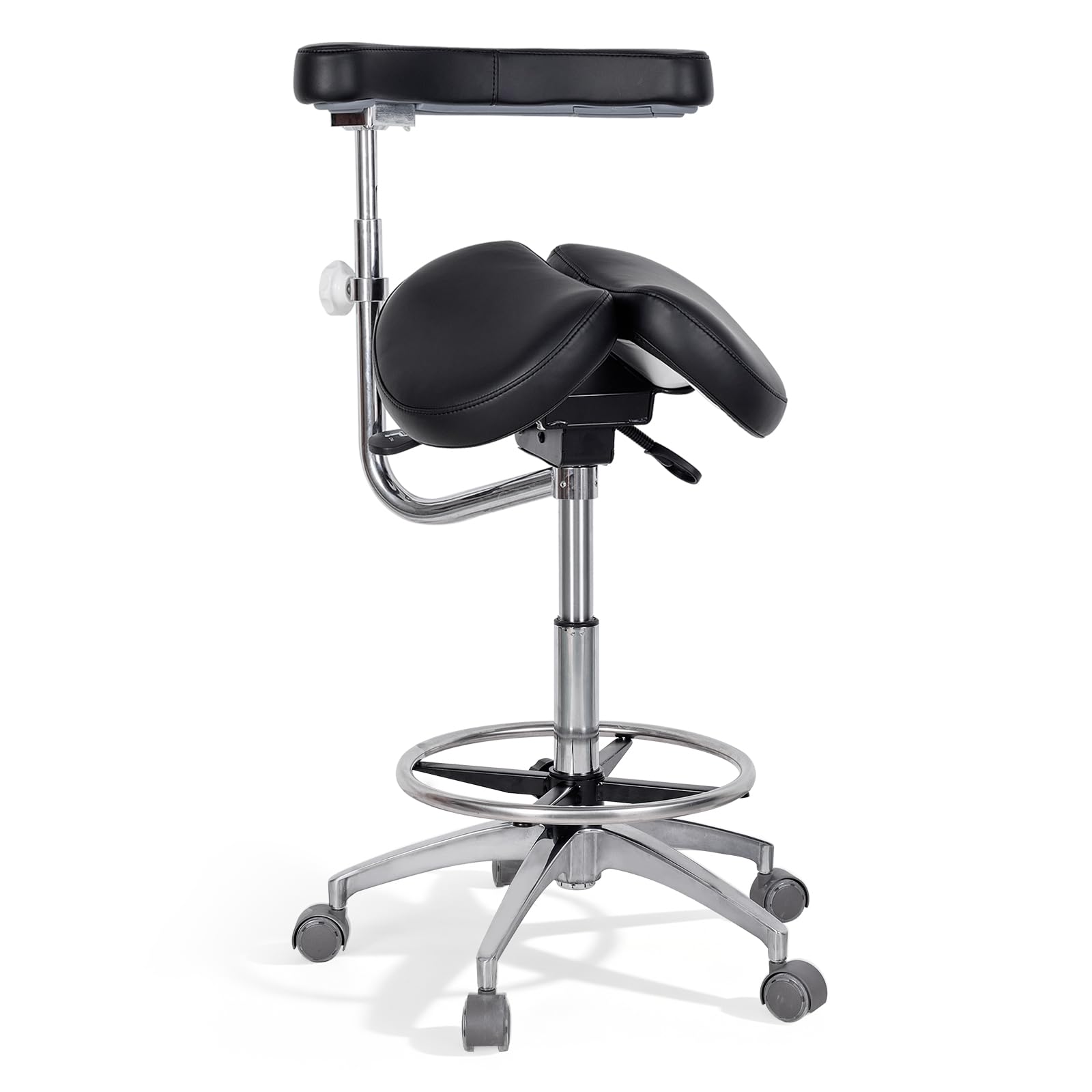 Round Rolling Stool with Split Seats