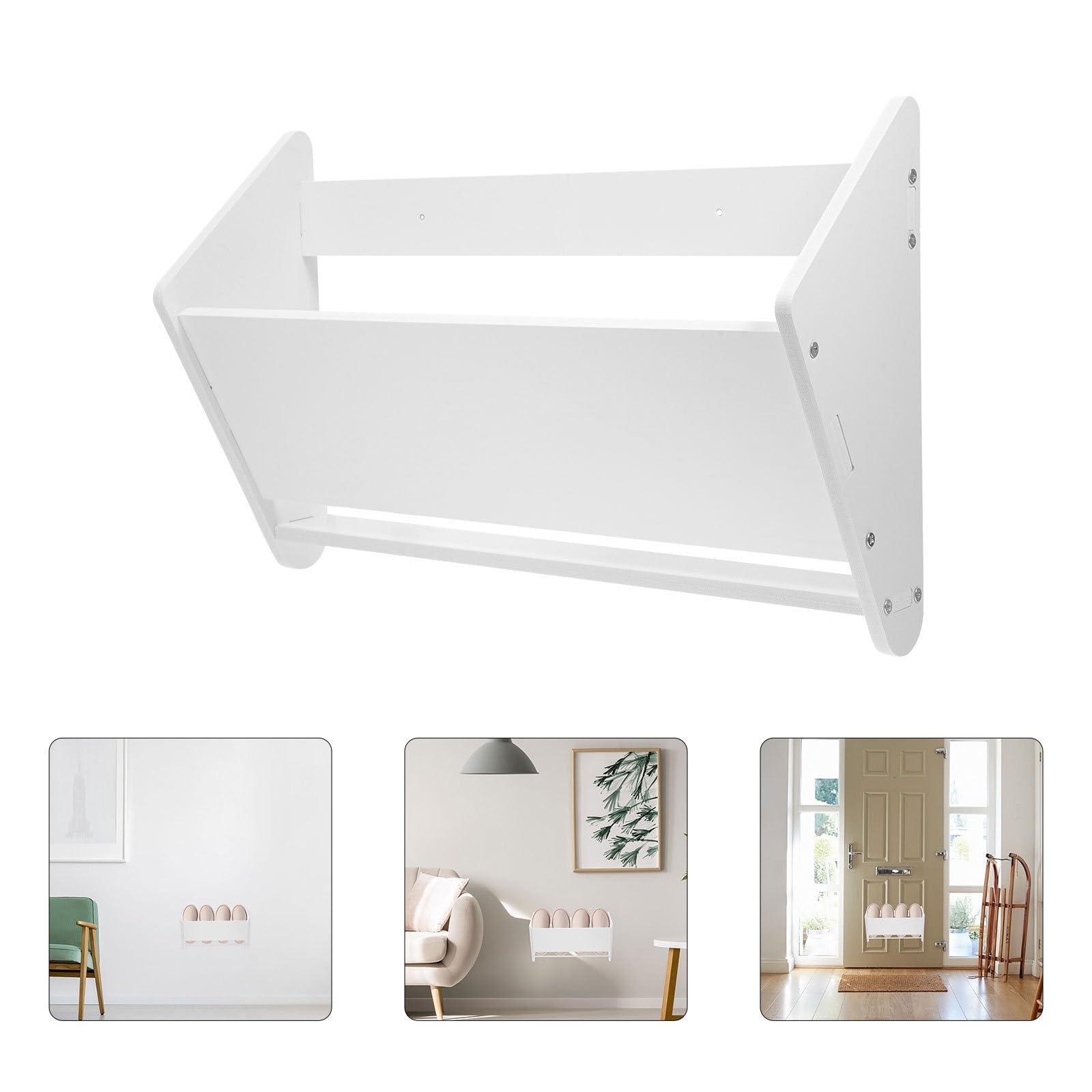 2 Piezas Organizador de Zapatos Ultradelgado para Puerta Trasera, Estante de Pvc Madera Plástico Blanco, Ahorro de Espacio sin Instalación Perforación, Adecuado Hogar