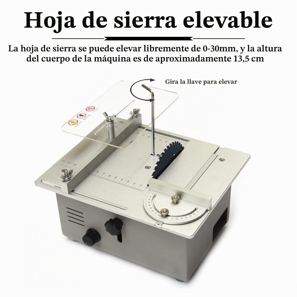 Mini sierra de mesa de 360 W para manualidades, carpintería, sierra de banco eléctrica compacta de escritorio con hoja elevable, motor dual para pulir y cortar hecha a mano